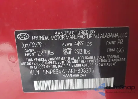 2019 Hyundai Sonata Limited z USA, uszkodzony, nr VIN 5NPE34AF6KH808205